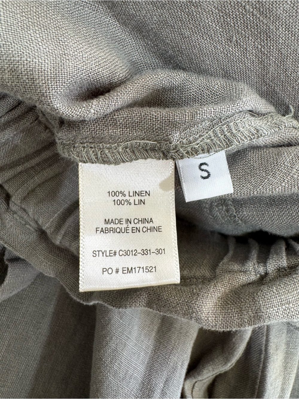Cloth & Stone 100% Linen Wide Leg Cropped Pants Sage Gray Raw Hem Size S - Picture 8 of 8